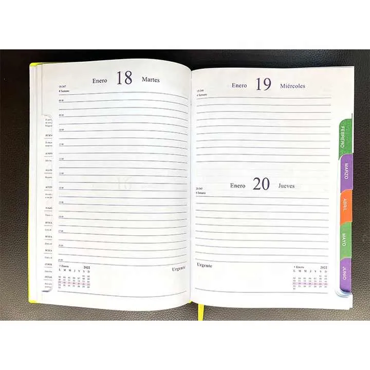 أجندة Cuaderno De Cuero Pu Planner 2022 Diario الإسبانية بالجملة مخططات ودفاتر ملاحظات قرطاسية أنيقة بسعر المصنع