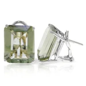 13 Carat 14K Solid White Gold Told You So Green Amethyst Earrings