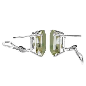 13 Carat 14K Solid White Gold Told You So Green Amethyst Earrings