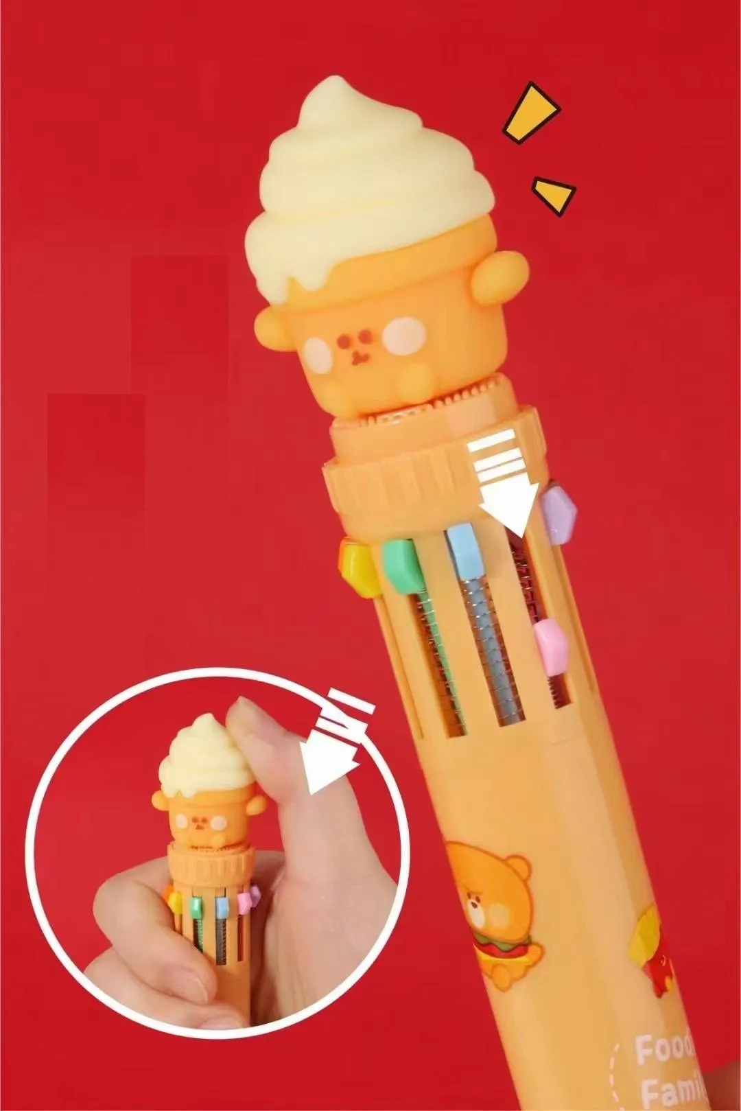 230092 FAST FOOD 10-COLOR RETRACTABLE BALL PEN-25
