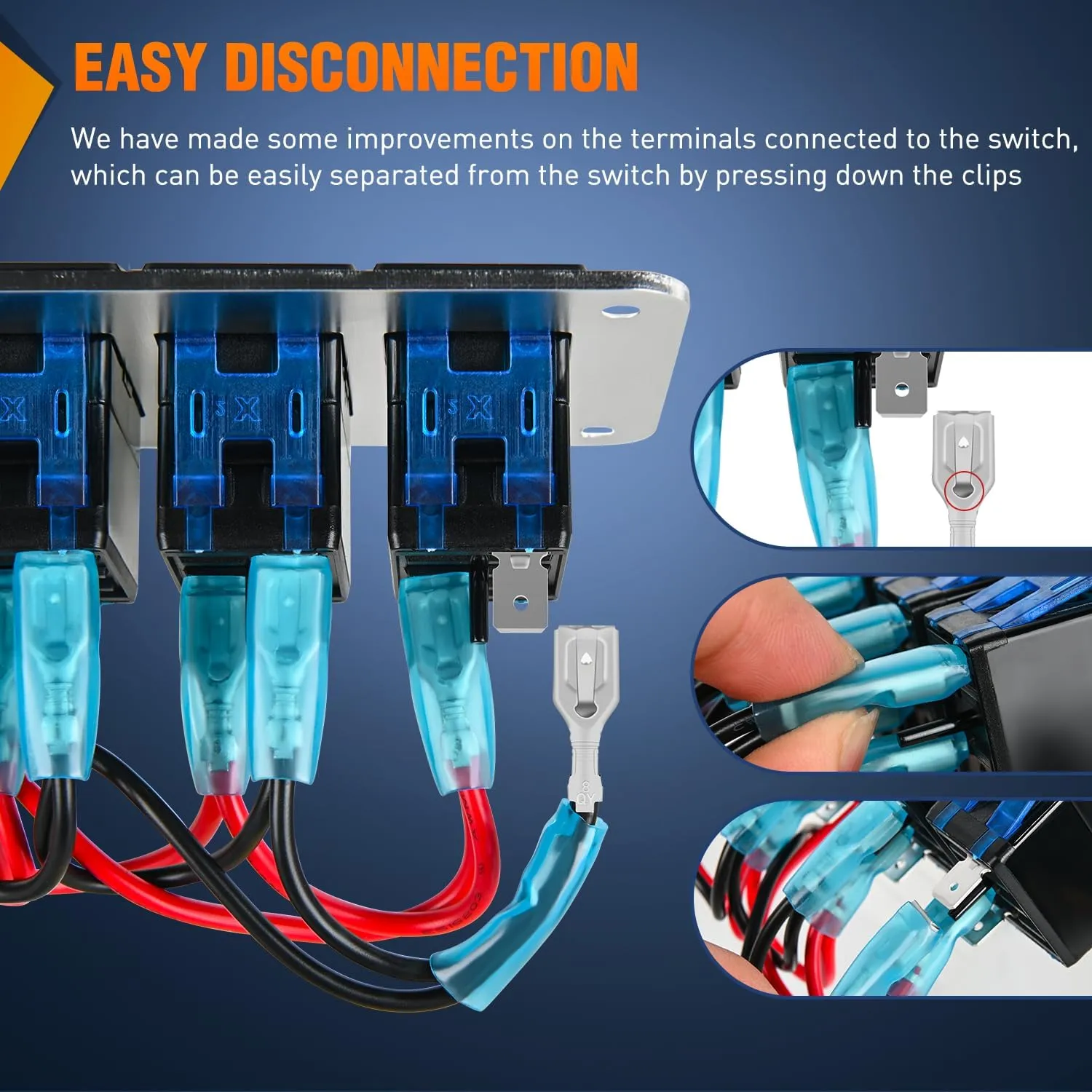 3Gang Aluminum 3Pin ON/Off Blue Led Rocker Switch Panel