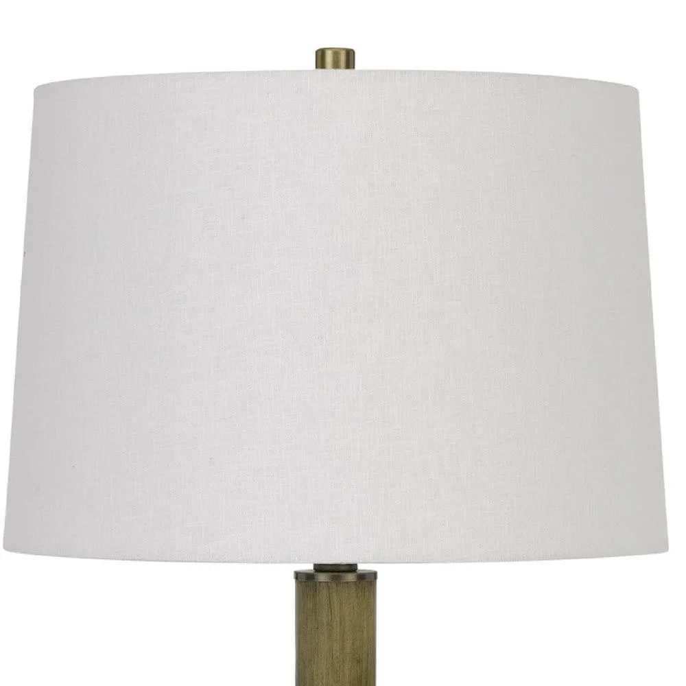 42 Inch Clear Glass Table Lamp with Dimmer and Oak Wood Accent By Casagear Home