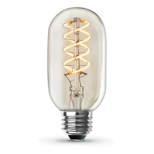 4.5W (40W Replacement) T14 E26 Dimmable Flexible Filament Clear Glass Vintage Edison LED Light Bulb, Soft White