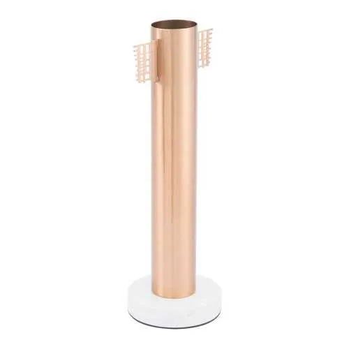 5.9" x 5.3" x 16.7" Gold, Stainless Steel, Iron & Marble, Vase