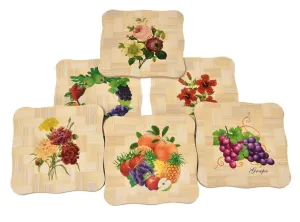 6 Piece Bamboo Coasters or Pan Pot Holder Heat Insulation Pad - (9.5 X 9.5 cm)
