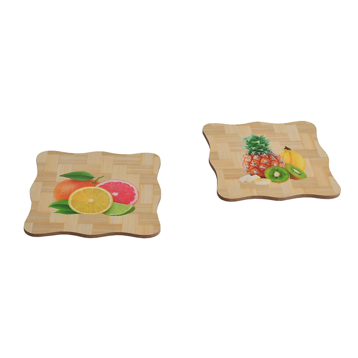 6 Piece Bamboo Coasters or Pan Pot Holder Heat Insulation Pad - (9.5 X 9.5 cm)