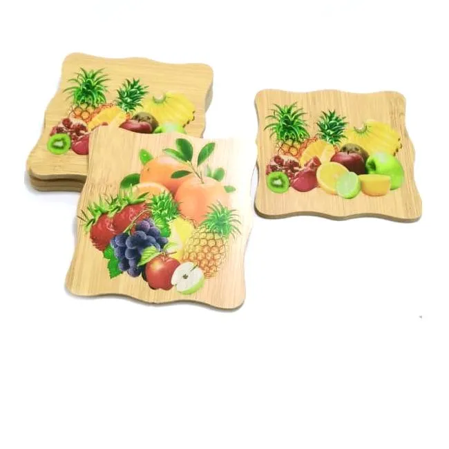 6 Piece Bamboo Coasters or Pan Pot Holder Heat Insulation Pad - (9.5 X 9.5 cm)