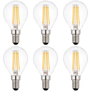 6 x E14 LED Filament Bulbs Dimmable 4W (40W Equivalent)
