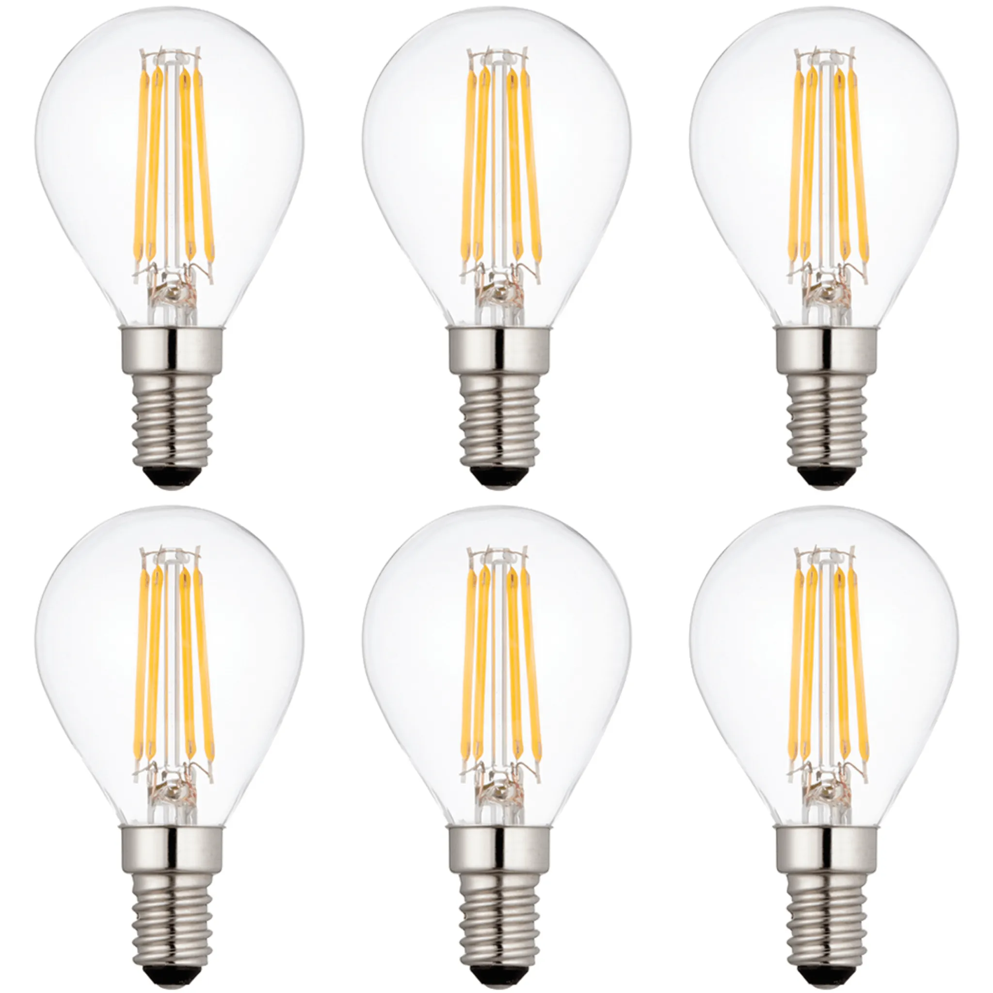 6 x E14 LED Filament Bulbs Dimmable 4W (40W Equivalent)