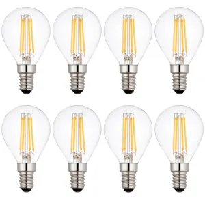 8 x E14 LED Filament Bulbs Dimmable 4W (40W Equivalent)