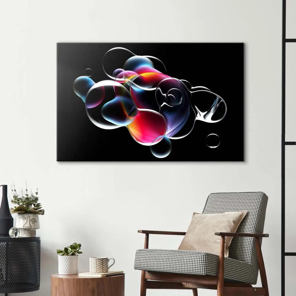 Abstract Metallic Bubbles Glass Wall Art