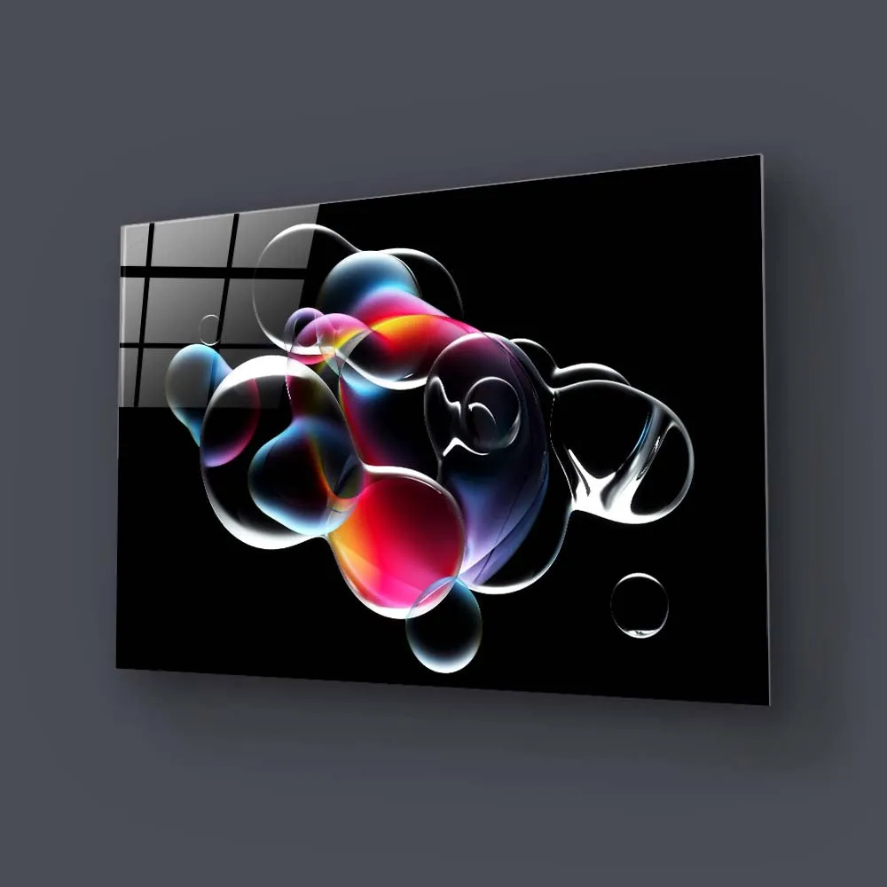 Abstract Metallic Bubbles Glass Wall Art