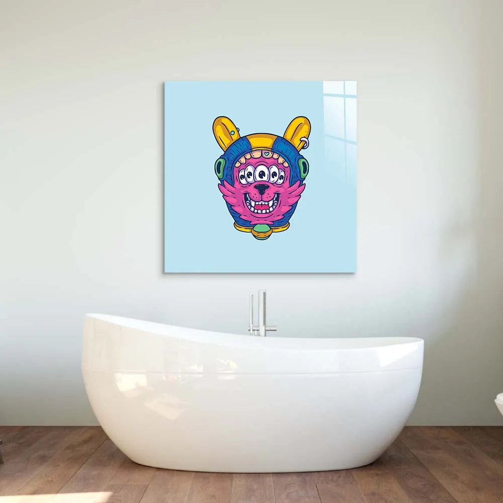 Abstract Space Dog Glass Wall Art
