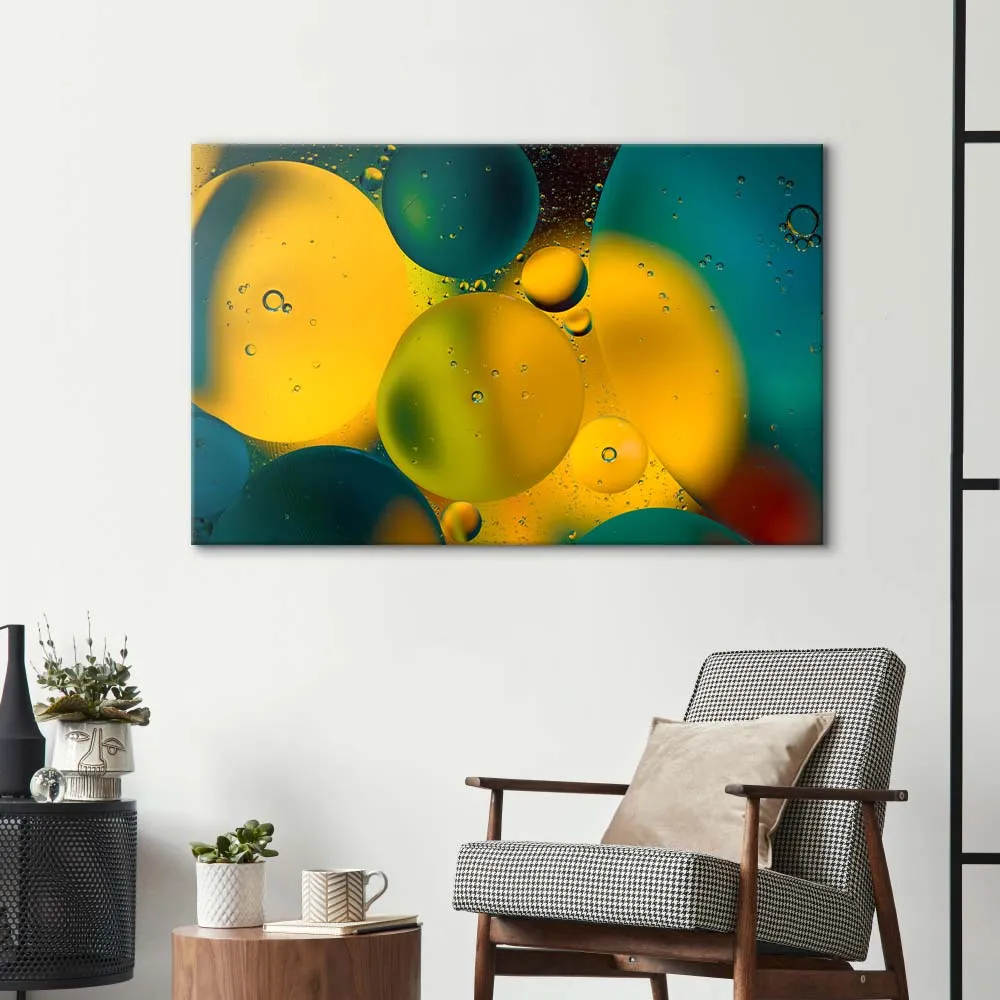 Abstract Water and Oil Bubbles Glass Wall Art