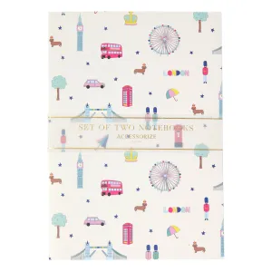 Accessorize London Girl's White London Print Notebook Pack Of 2