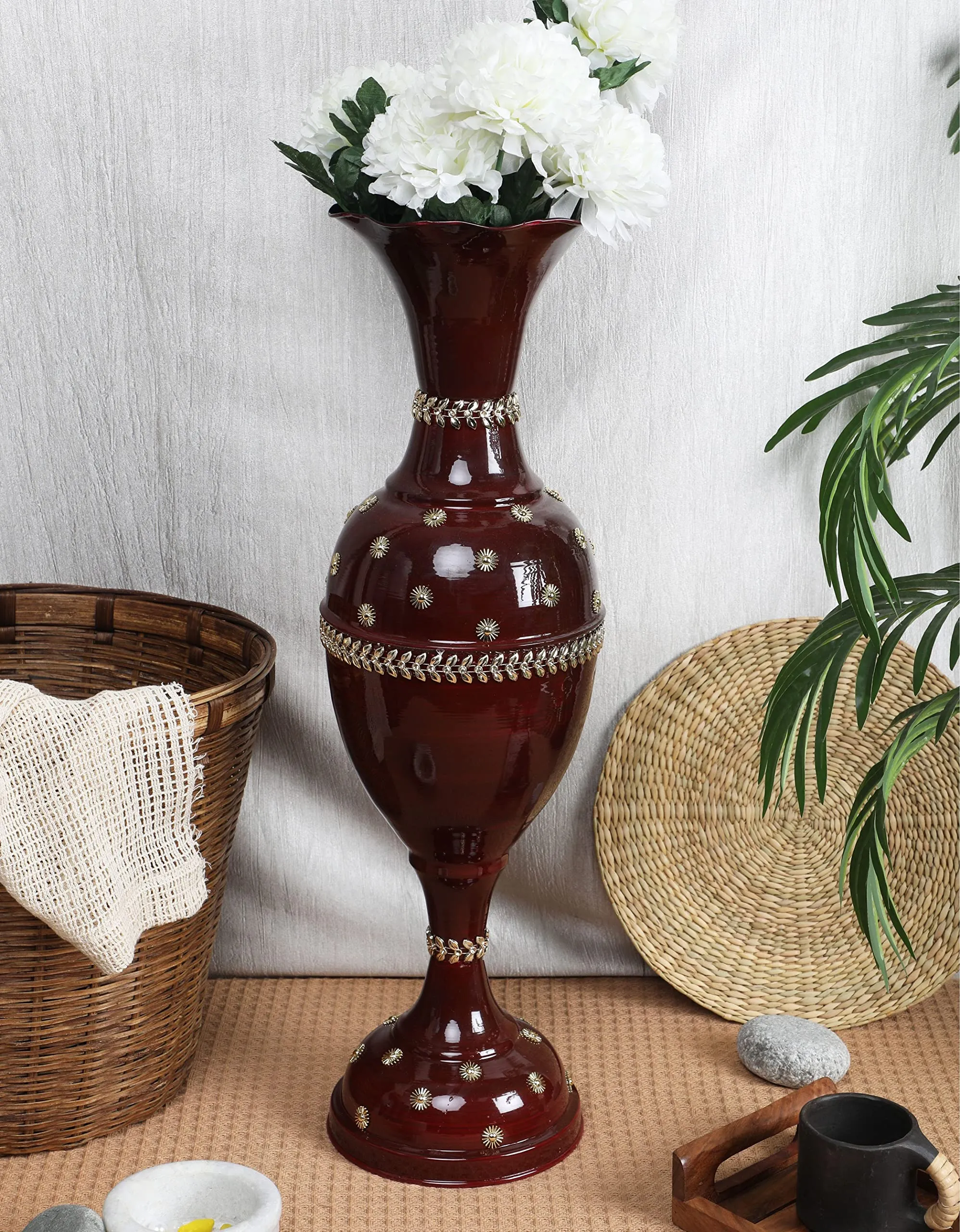 AdiCollar Flower Vase Big Size for Living Room Corner - 24 Inches Long - Cherry Star - Pack of 1