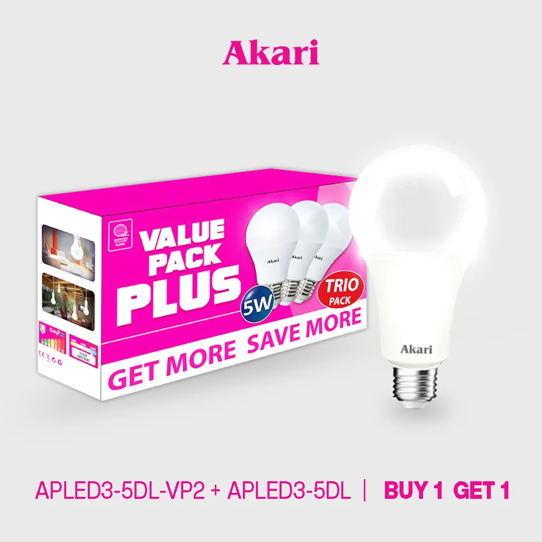Akari B1G1:  LED Premiere Bulb 5Watts Value Pack - Daylight   FREE APLED3-5DL