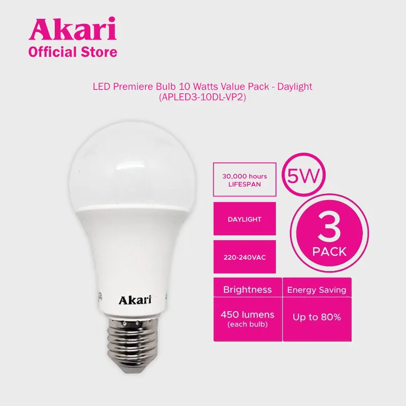 Akari B1G1:  LED Premiere Bulb 5Watts Value Pack - Daylight   FREE APLED3-5DL