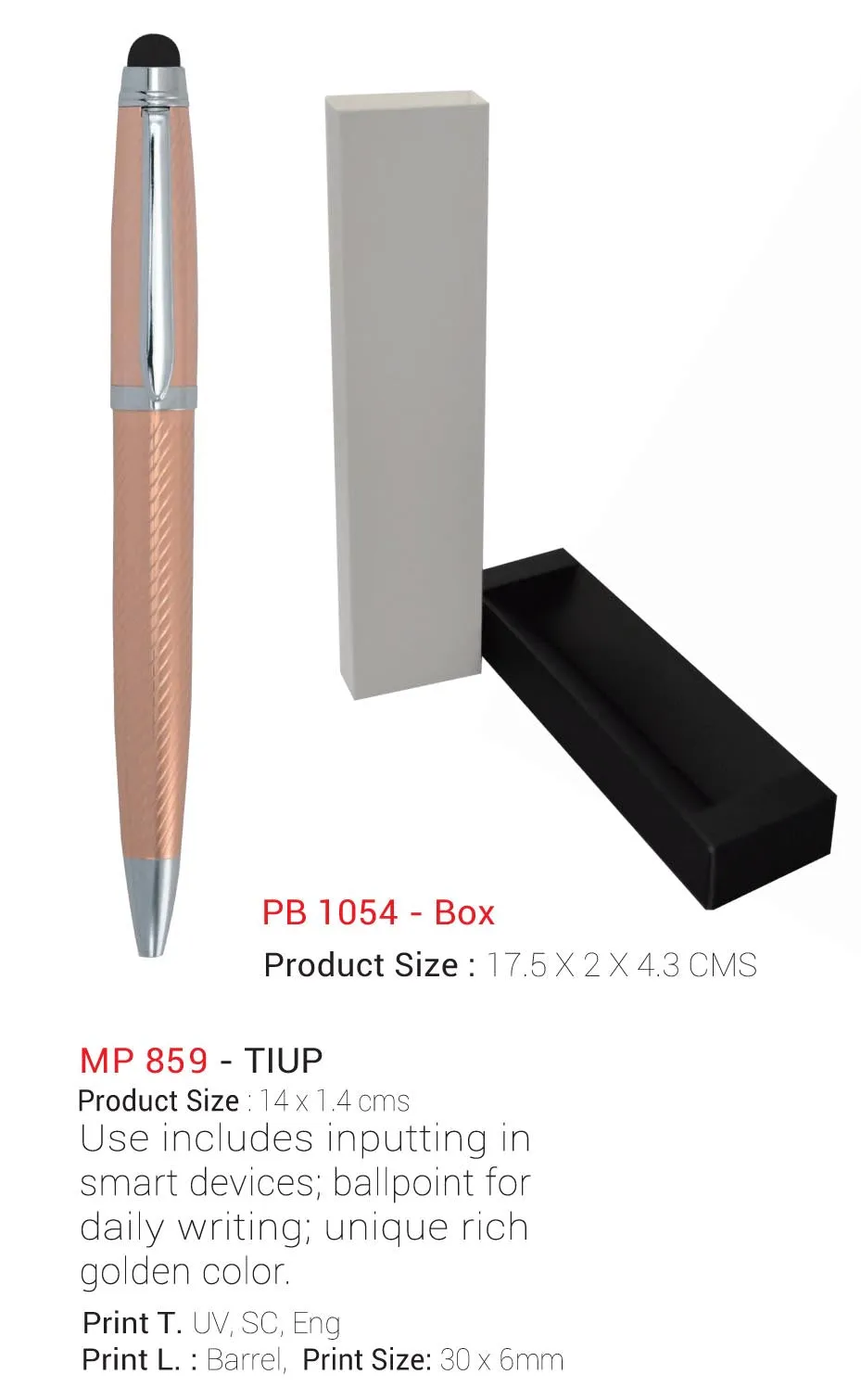 AMS- MP 859 - Tiup Metal Ball Pen with Stylus