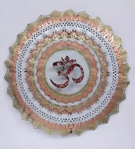 ANJNA Overseas Metal OM Circle LED Decor Wall Art DÉCOR for Home Decoration Powder coated Size-32x5x 32