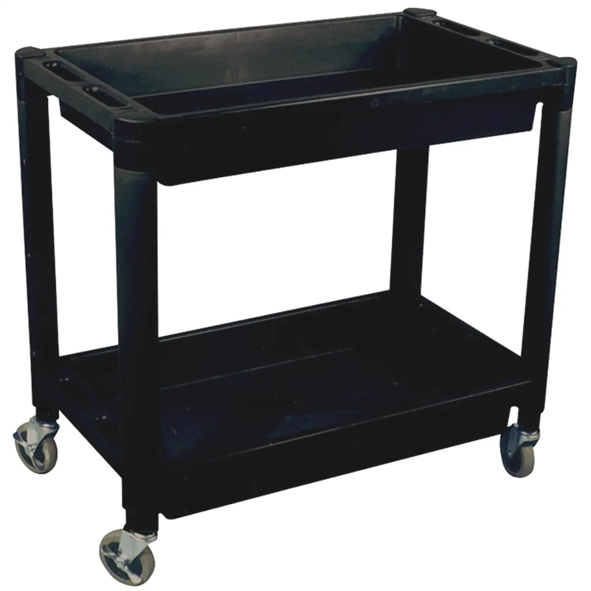 Astro Pneumatic 8330 Heavy Duty Plastic 2-Shelf Utility Cart, Black