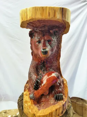 Bear in Log with Fish Table