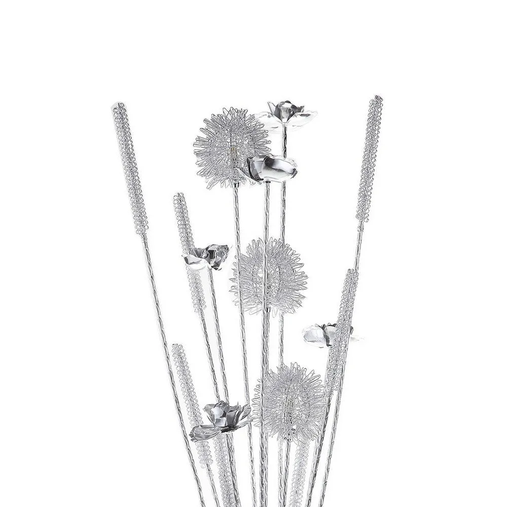 Bella 36 Inch Vase Accent Table Lamp, Filament Flowers LED Light, Chrome By Casagear Home