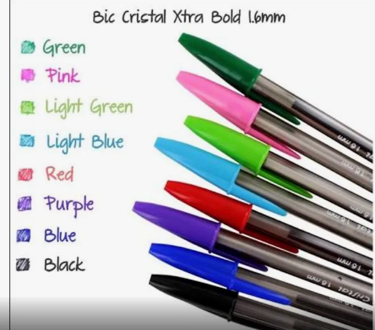 Bic Cristal 1.6mm BOLD Pen - Fashion Inks (48 per unit) #, B-28