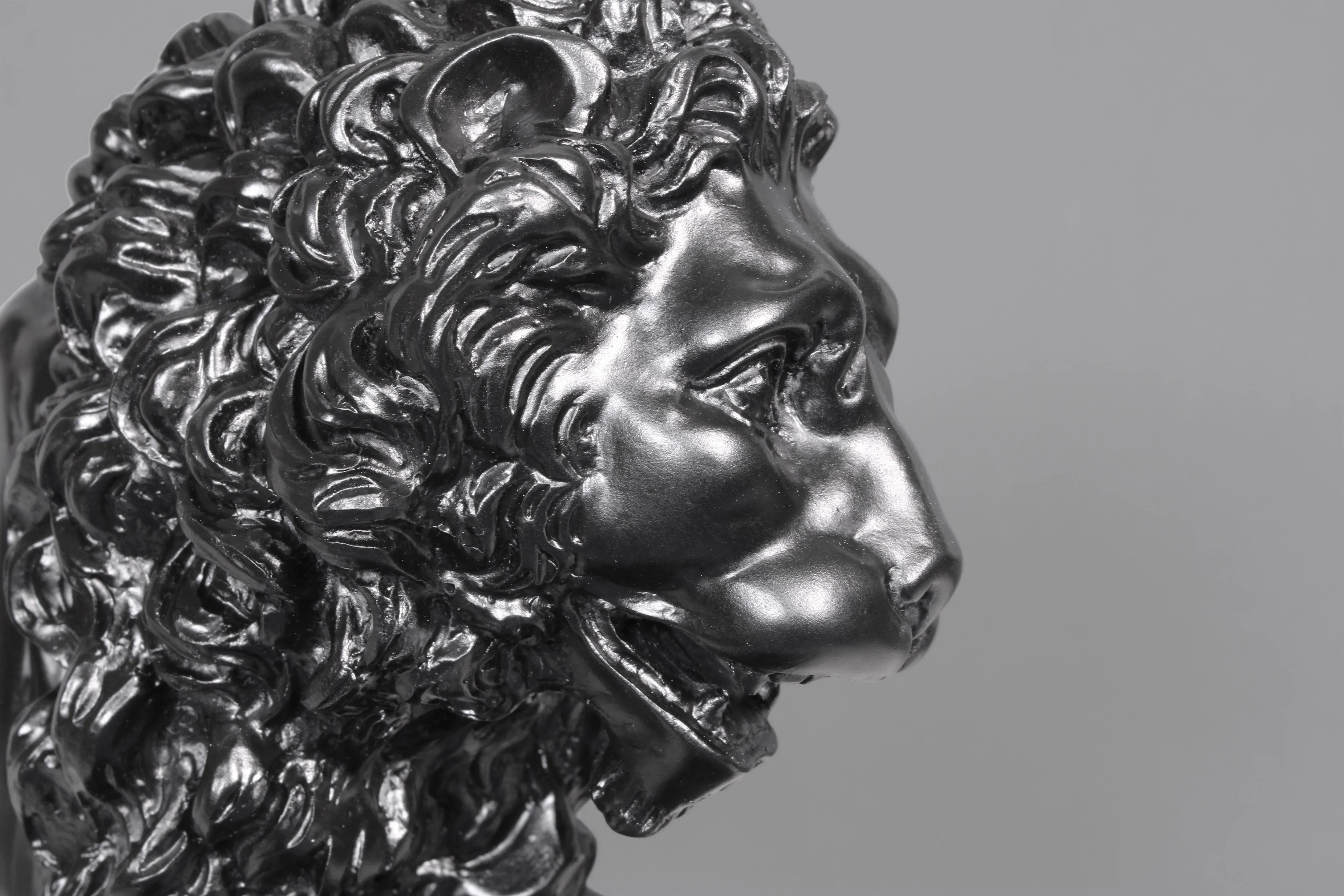 Black Medici Lion Statues on Base (in Pair)