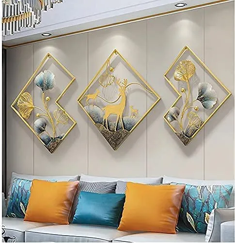 Brass Design Studio Home Metal Flower Multi Wall Art Decor Large Indoor Wall Hanging Sculptures, Natural Art Home Decoration For Home - 55 Cm