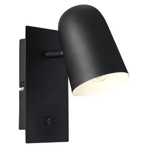Brilliant 1 Light 18W Ayr Wall Spotlight with Switch - Black Matt | 42411/06