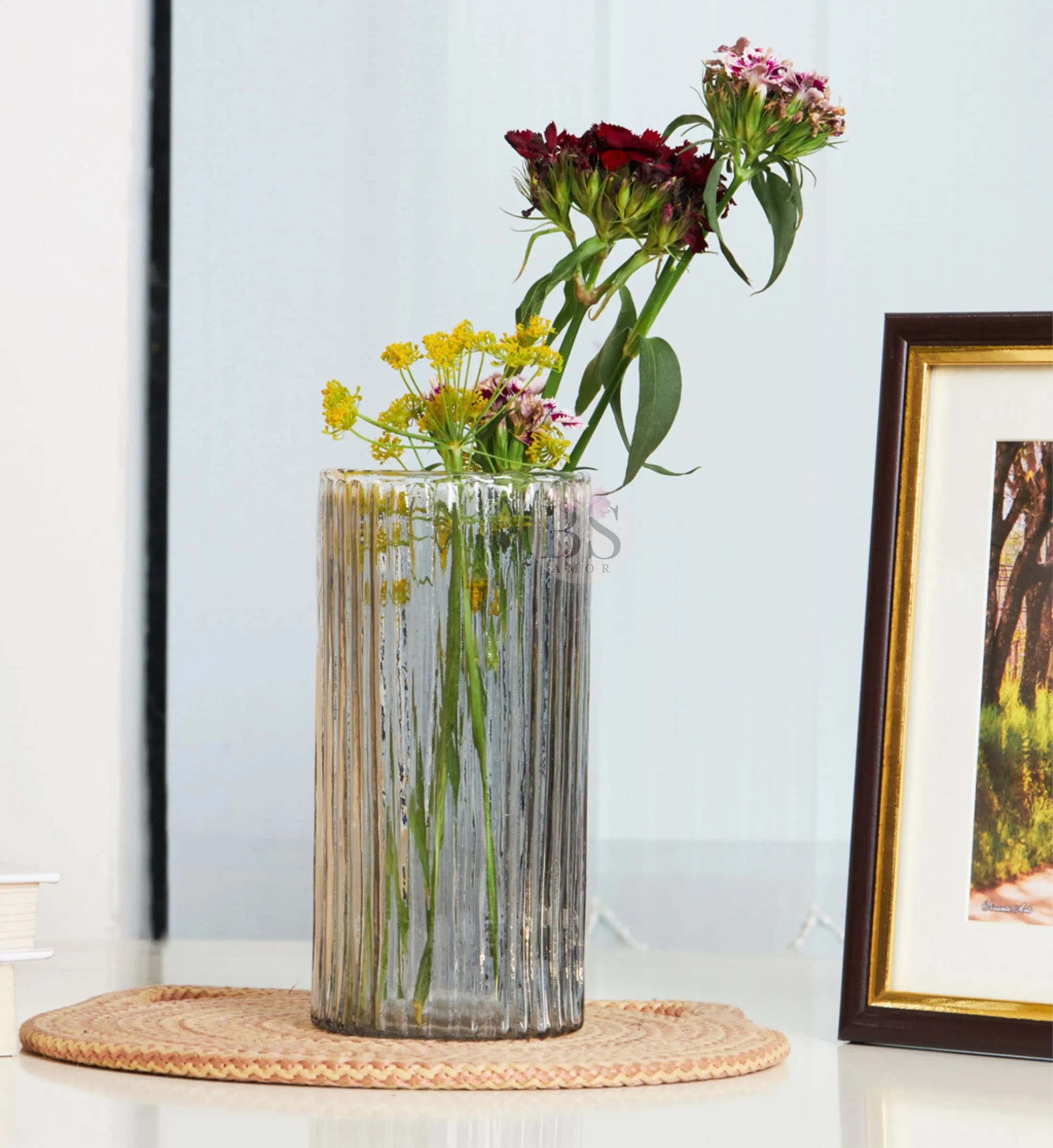 Bs amor Glass Cylinder Vases 6.3 Inch Tall - Multi-use: Pillar Candle, Floating Candles Holders or Flower Vase – Perfect as a Wedding Centerpieces Pack of 1 Silaidar(Black)
