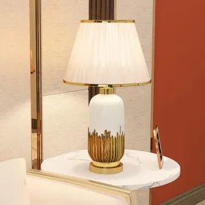 CAPSULE GOLD AND WHITE CERAMIC TABLE LAMP BEDSIDE LAMP