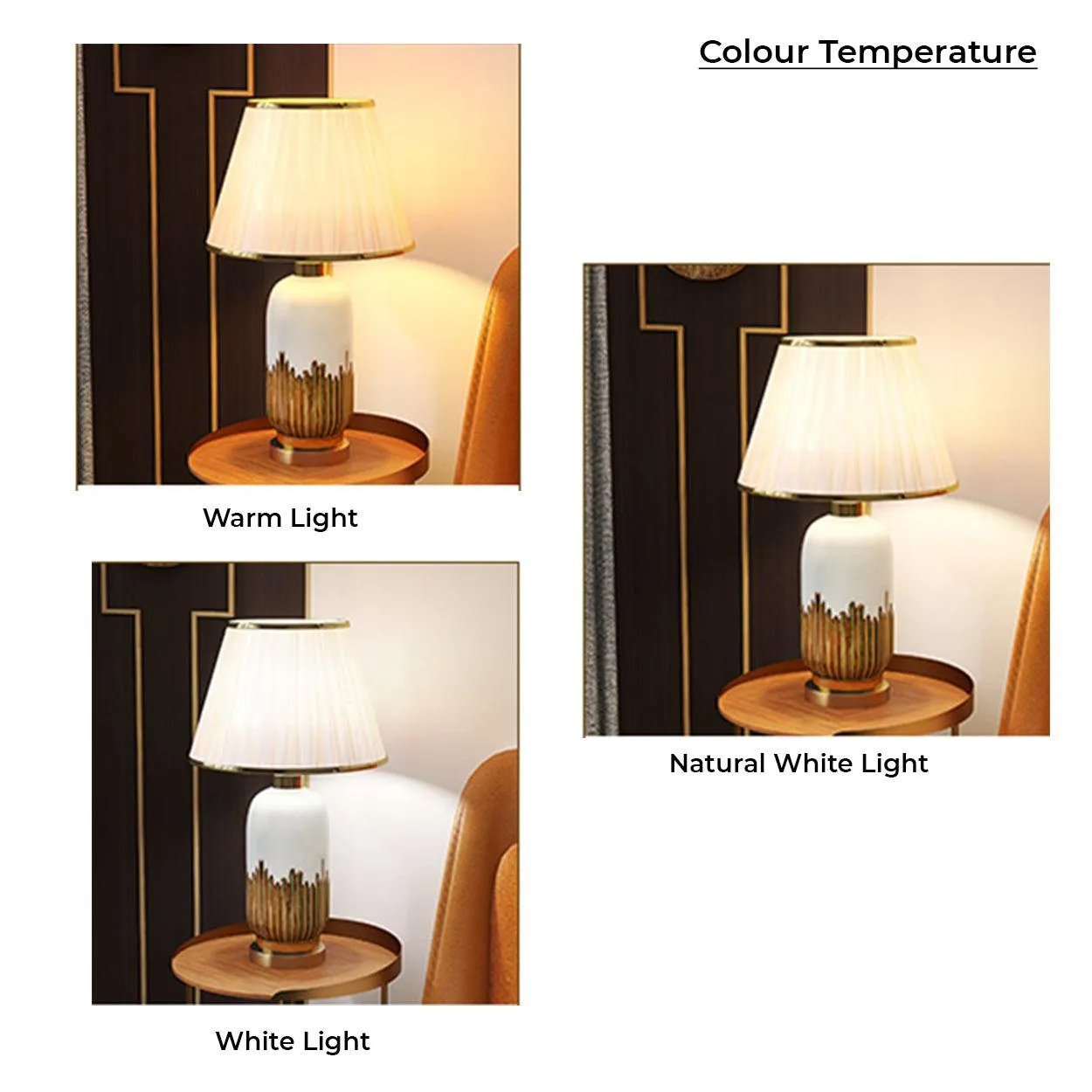 CAPSULE GOLD AND WHITE CERAMIC TABLE LAMP BEDSIDE LAMP