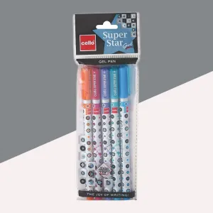 Cello Super Star Gel Pen Set  – Black ( Pack of 5 )