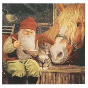 Christmas Paper Napkins Nisse with Horse