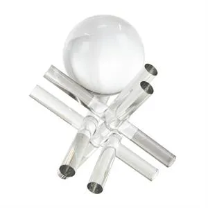Clear Crystal Abstract Jack Inspired Sculpture with Clear Resting Orbs, set of 2  8", 7"H