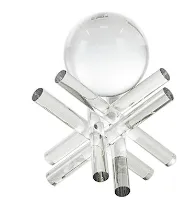 CLEAR CRYSTAL ABSTRACT JACK INSPIRED SCULPTURE WITH CLEAR RESTING ORBS,