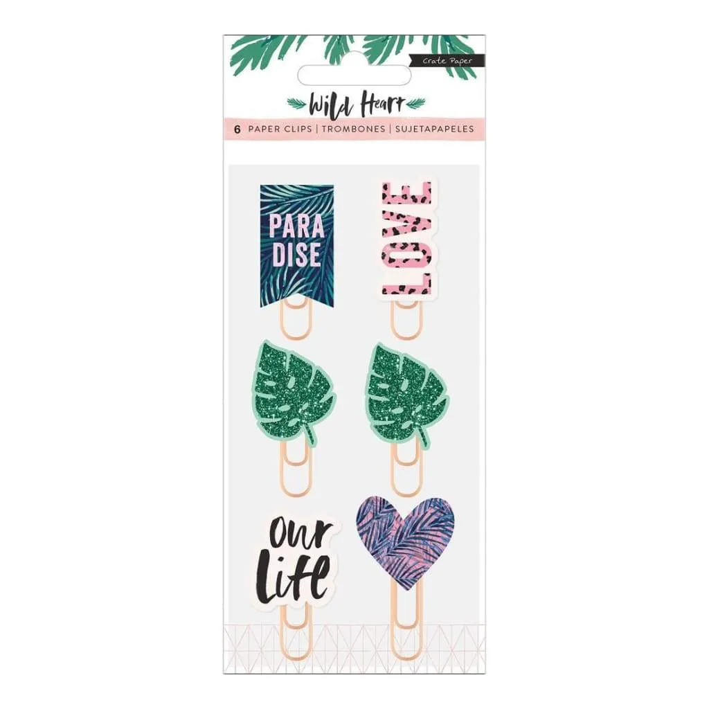 Crate Paper Wild Heart Decorative Clips 6 pack*