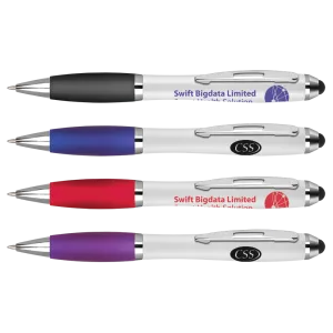 Curvy Stylus Pens - White - Unprinted sample