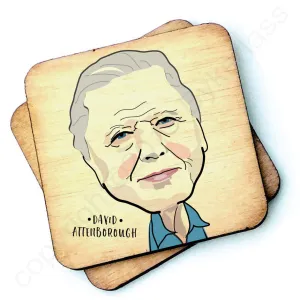 David Attenborough Rustic Character Wooden Coaster - RWC1