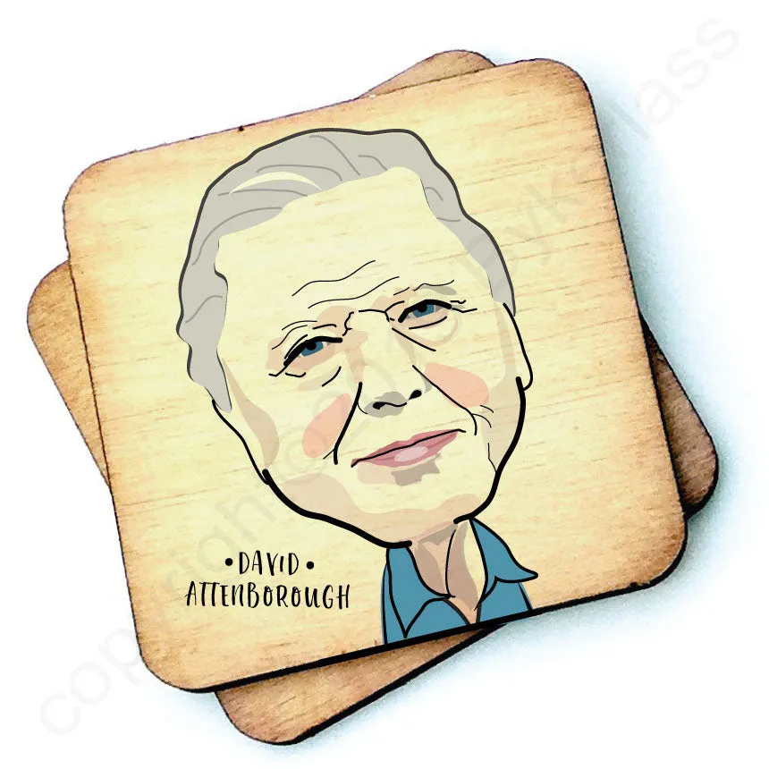 David Attenborough Rustic Character Wooden Coaster - RWC1