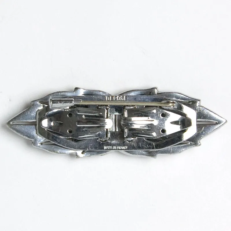 Diamanté French Art Deco Dress Clips or Brooch