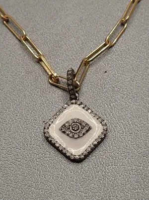 DIAMONDS EVIL EYE ENAMEL PENDANT - one made