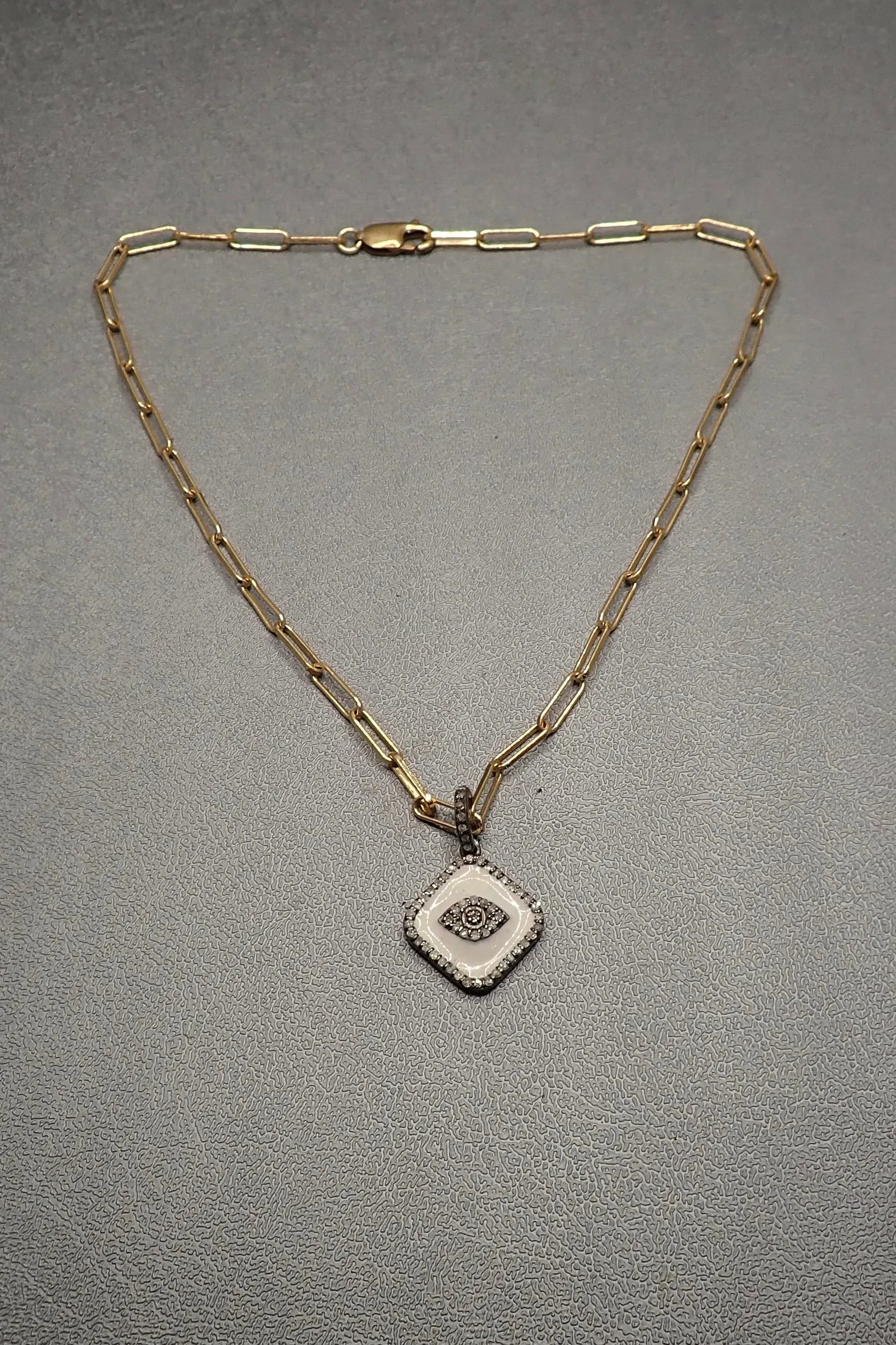 DIAMONDS EVIL EYE ENAMEL PENDANT - one made