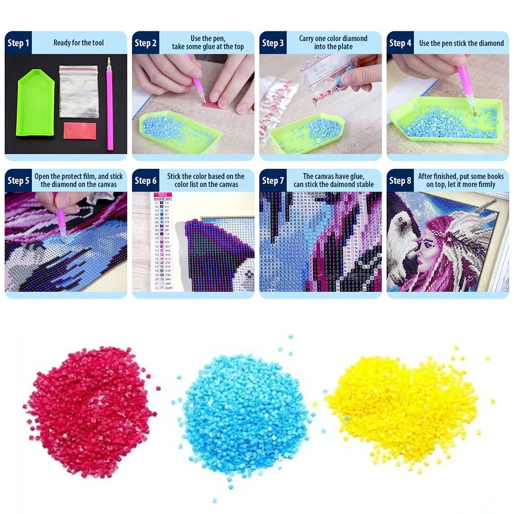 DIY Diamond Art Coasters, 7 Piece Set With Holder, Garden Bungalow Design