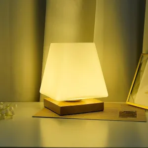 Ekhasa Wooden Dimmable Bedside Lamp | Table Lamps for Home Decoration with Diffused Glass Shade | Side Table Lamp for Living Room | Bed Side Lamp for Bedroom | Aesthetic Night Bed Lamps for Bedroom