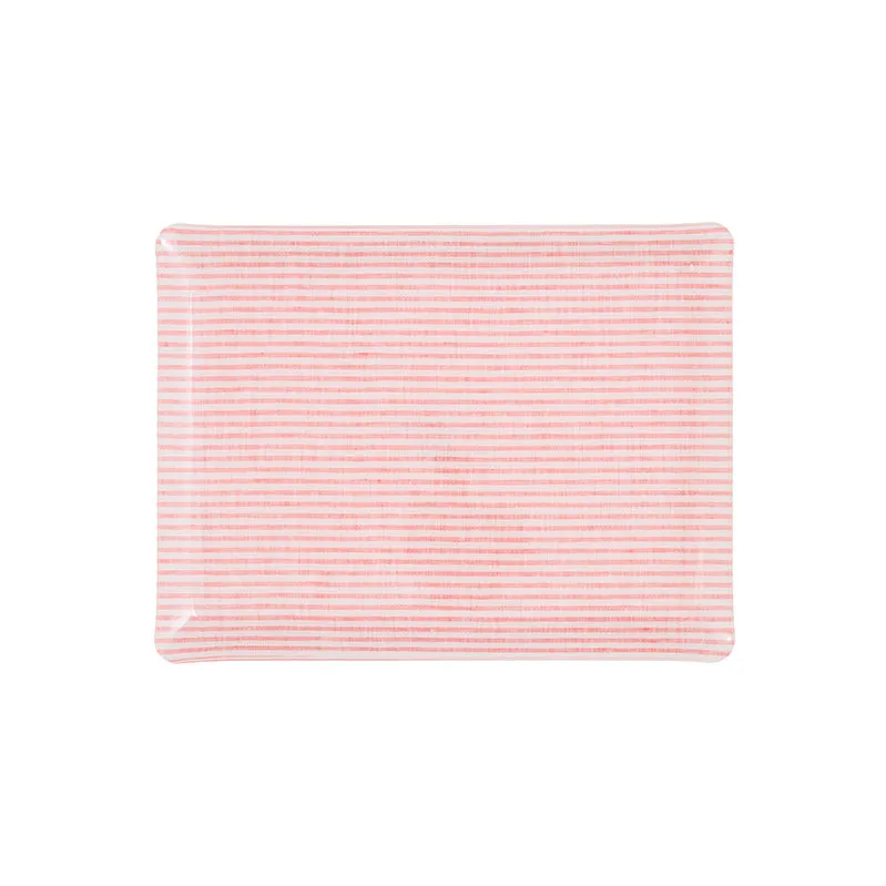 Fabric Tray Medium Stripe Coral and White