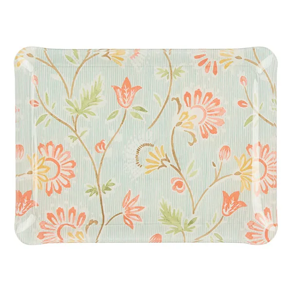 Fabric Tray Small Indienne/Stripe Aqua/Coral