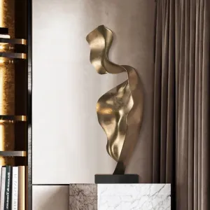 FINEST Modern Abstract Gold Metal Indoor Sculpture FS-091